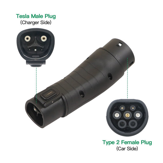 Tesla to Type 2 EV Adaptor 60A 14kw High Speed Charging Adapter Use for Type2 Cars Connect With Tesla EV Charger