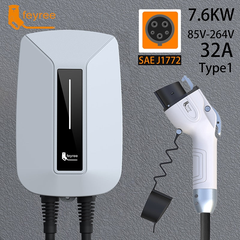 Feyree EV Charger EVSE Wallbox 32A 7KW 1 Phase (Type1) (Type2) (GBT)