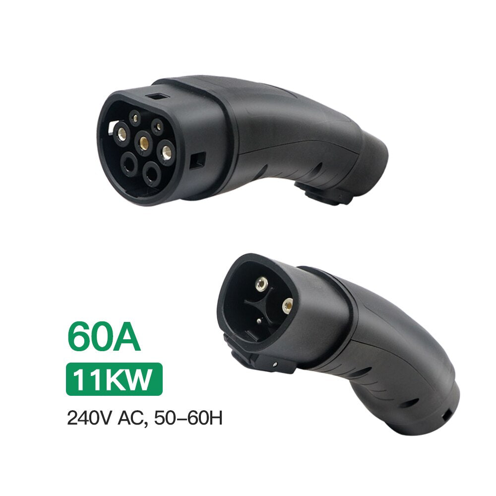 Tesla to Type 2 EV Adaptor 60A 14kw High Speed Charging Adapter Use for Type2 Cars Connect With Tesla EV Charger