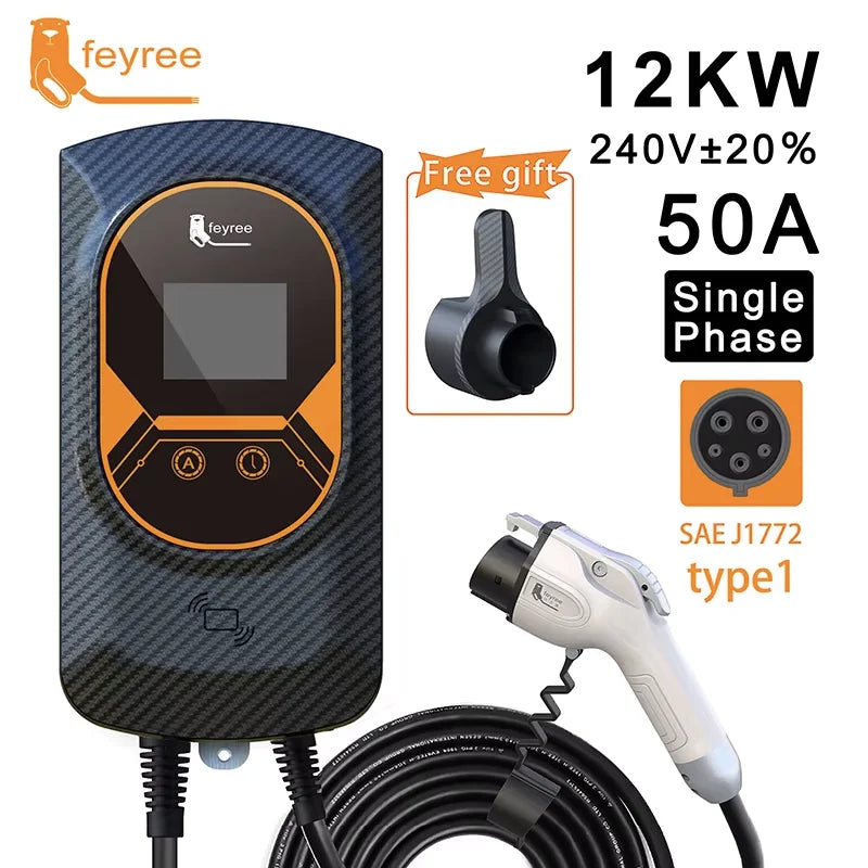 Feyree PowerWall EV 50A-Type1 Cable J1772 Socket Wall-mounted