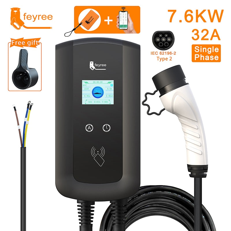 7kW Type 2 EV Charging Station App Control Electric Vehicle