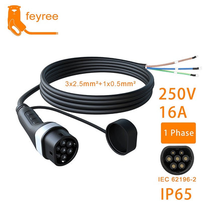 Feyree EV Charger Type2 Female Car side 5m Cable 32A 8KW 1Phase Car Charging Station