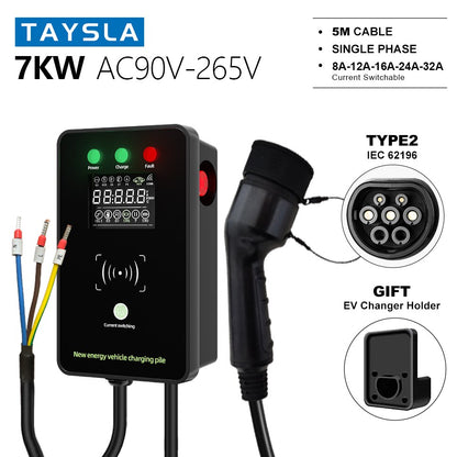 TAYSLA Electric Vehicle Charging Station Pile Post Wall Mounted Pile and (EV Charger (Type1) (Type2)