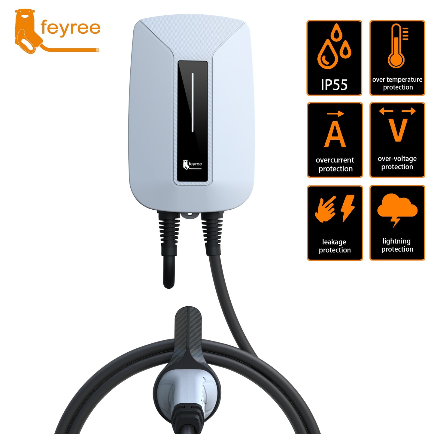 Feyree EV Charger EVSE Wallbox 32A 7KW 1 Phase (Type1) (Type2) (GBT)