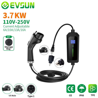 EVSUN  Type 1 or Type 2 EV Portable Charger  Electric Vehicle Charger WITH FREE BAG