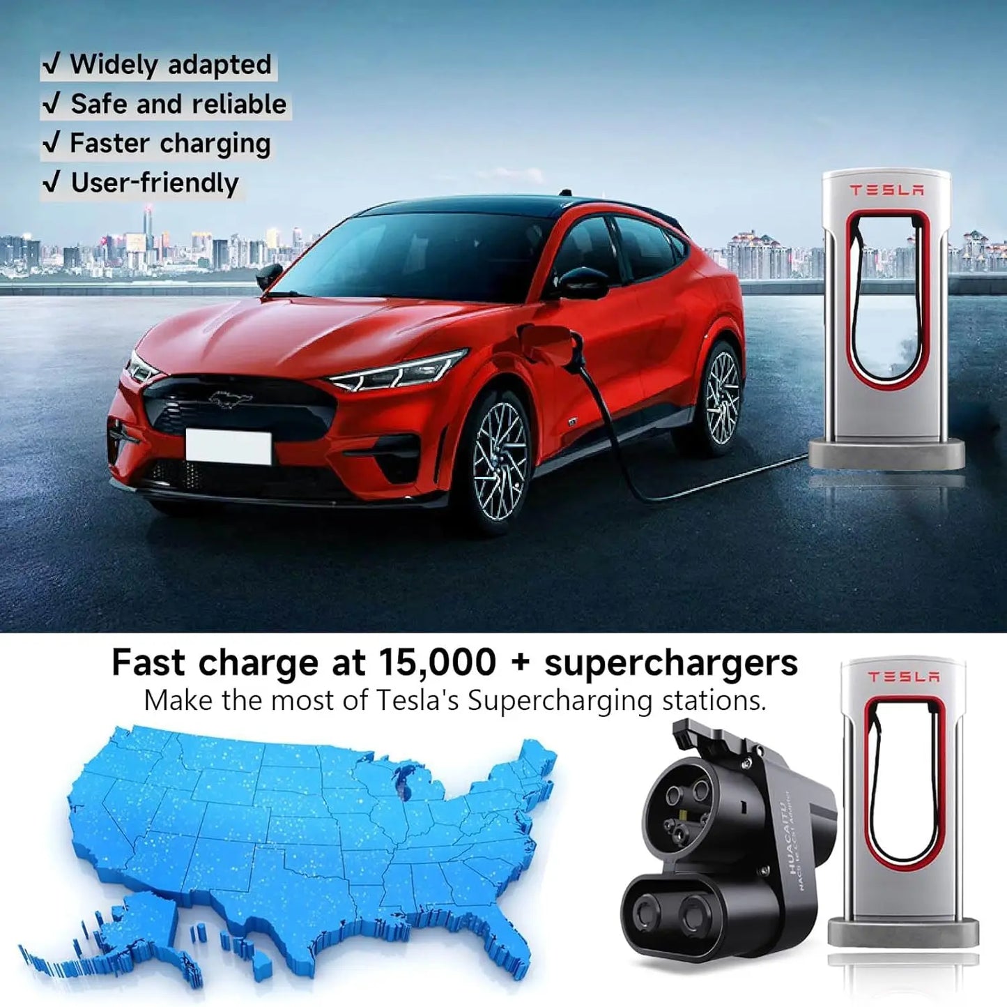 Supercharger Adapter Fast Charge Your CCS1 EV at Tesla Superchargers