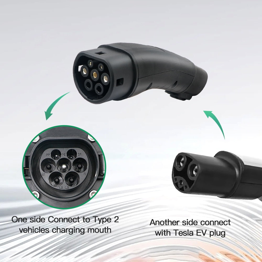 Tesla to Type 2 EV Adaptor 60A 14kw High Speed Charging Adapter Use fo