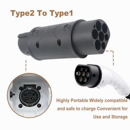 Electric Vehicle Charging Connector Type2 To Type1 16A/32A