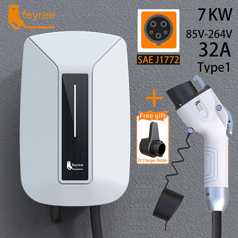 Feyree Portable Ev Chargeur Wallbox Type1 J1772 Prise 32a 7kw 1phase App  Control Evse Boîte de charge portable pour véhicule électrique