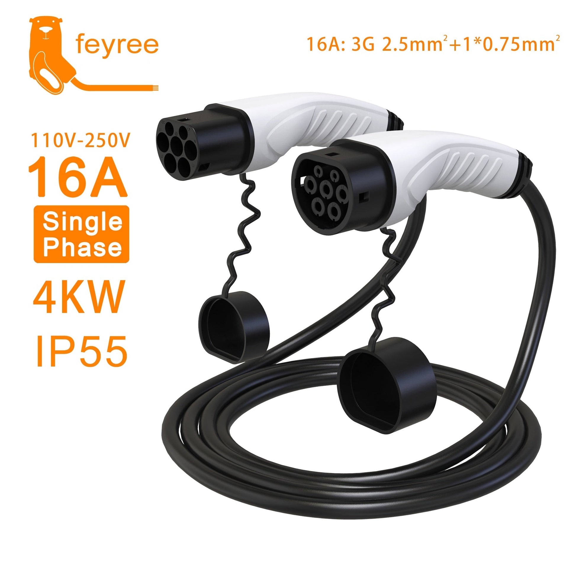 Feyree EV Charger Cable Type2 Female Car to Male Plug – Ev