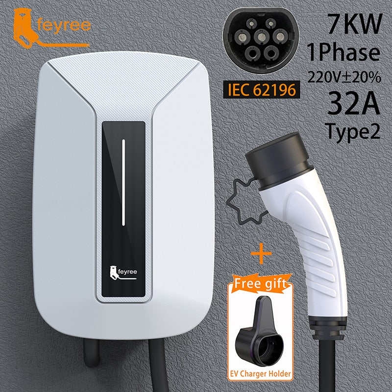 Feyree EV Charger EVSE Wallbox 32A 7KW 1 Phase (Type1) (Type2) (GBT)