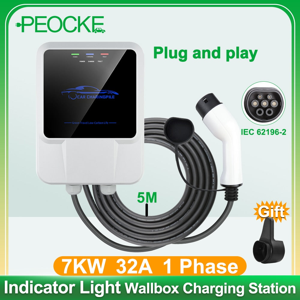 Peocke Electric Car Charging Station EVSE Wallbox APP Wifi Control (7K –  Ev-ChargingPower