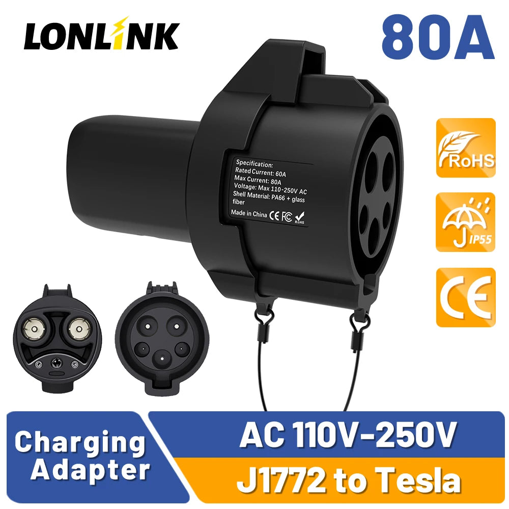 Electric Vehicle Charging Adapter for Type1 J1772 to Teslas Model X Y 3 S