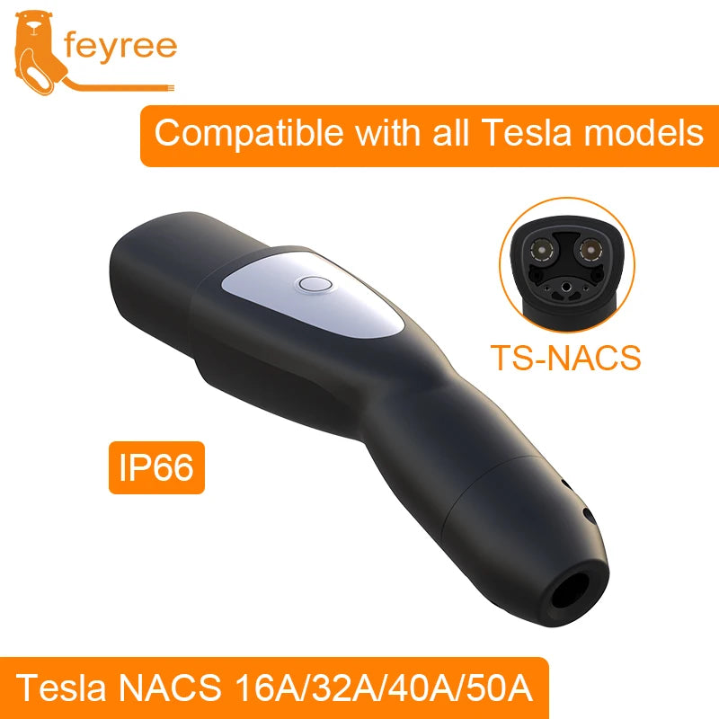 feyree Tesla NACS Socket Electric Car Charging EV Charger Tesla Plug 16A 32A 40A 50A Current Electric Car Side for Model 3 X Y S