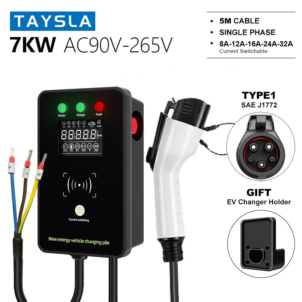 TAYSLA Electric Vehicle Charging Station Pile Post Wall Mounted Pile and (EV Charger (Type1) (Type2)