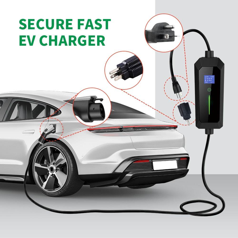 EVSUN  Type 1 or Type 2 EV Portable Charger  Electric Vehicle Charger WITH FREE BAG