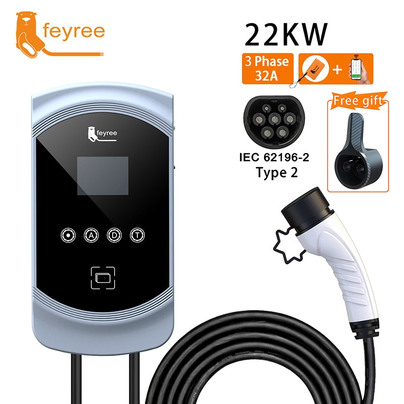 Electric car charger EV charging cable 16A-32A single-phase three-phase  22kw IEC62196 EVSE kit
