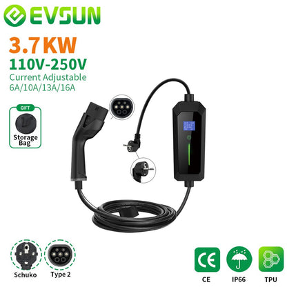 EVSUN  Type 1 or Type 2 EV Portable Charger  Electric Vehicle Charger WITH FREE BAG