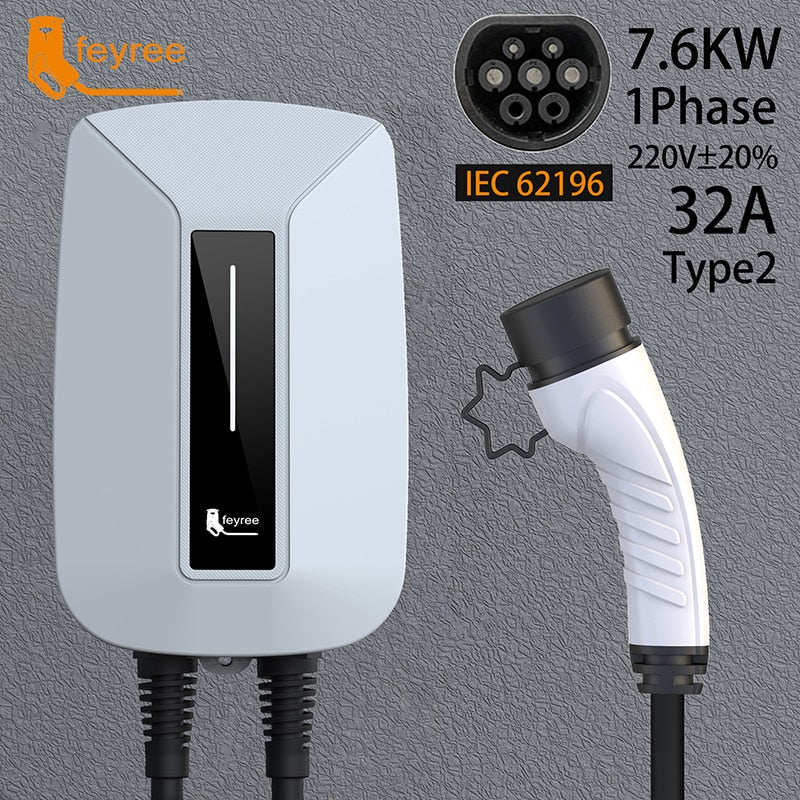 Feyree EV Charger EVSE Wallbox 32A 7KW 1 Phase (Type1) (Type2) (GBT)