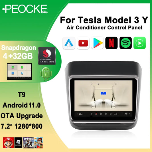 Peocke 7.2 inch Screen For Tesla Rear Display Panel Air Conditioner Control