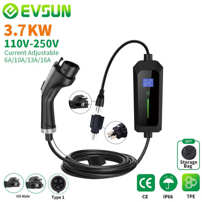 EVSUN  Type 1 or Type 2 EV Portable Charger  Electric Vehicle Charger WITH FREE BAG