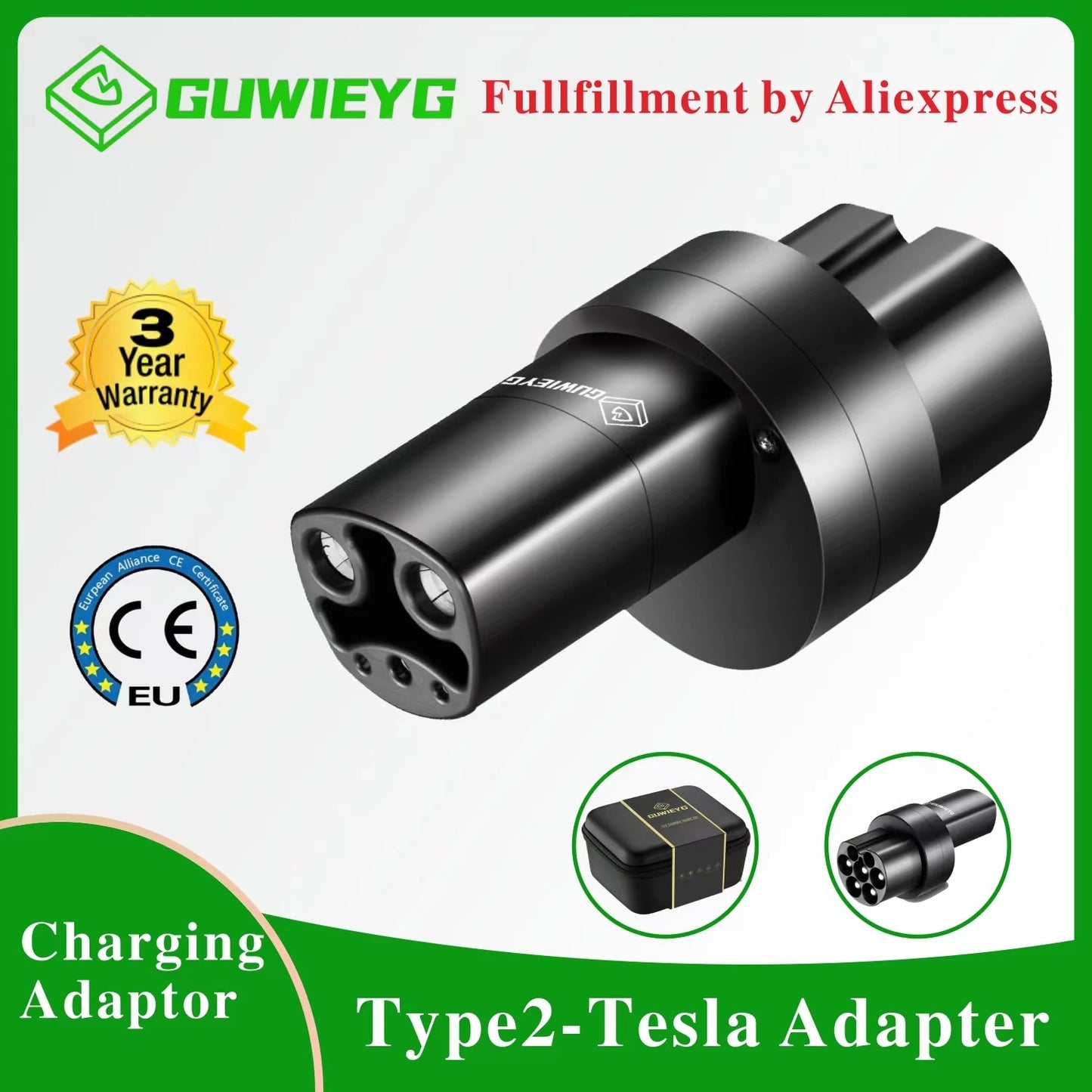 GUWIEY: EV Adaptor Type-2 EU To Tesla Plug EV Adapter and FREE GIFT